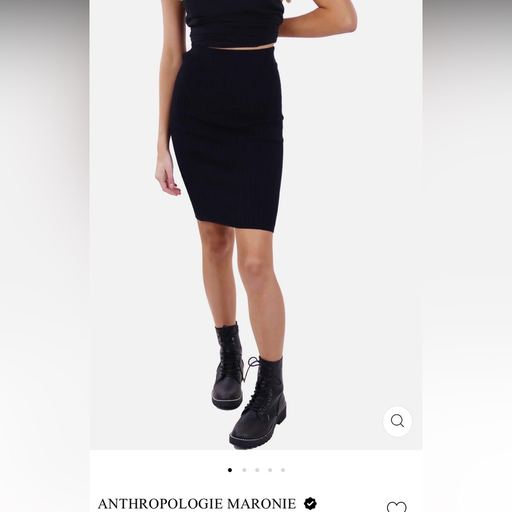 NWOT Anthropologie Maronie Black Ribbed midi skirt Size L